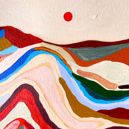 a painting of a mountain landscape