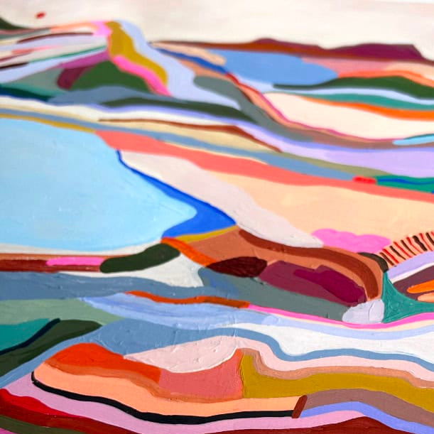 a painting of a colorful abstract landscape