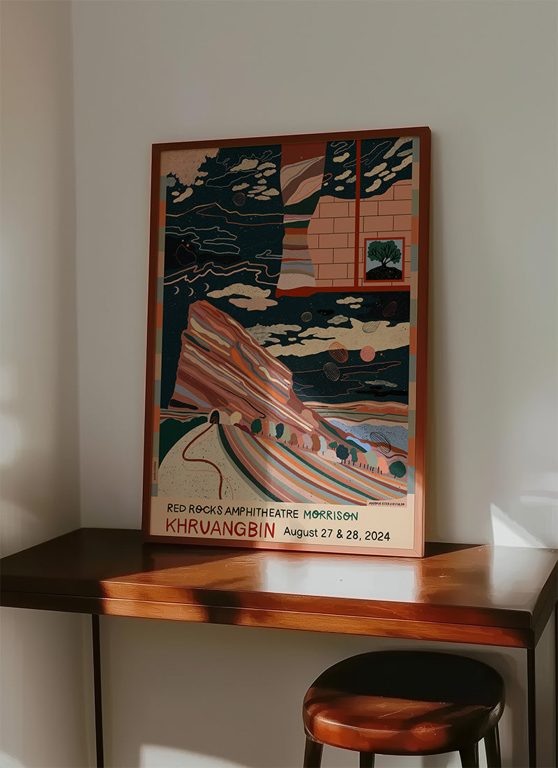 リトグラフ 作品 アート 版画 rock カルチャー LP ビートニク 映画 Marina X Khruangbin - Red Rocks Amphitheatre