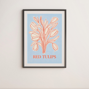 A bouquet of lineart red tulips flowers by Marina Ester Castaldo