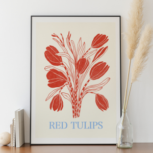 A bouquet of lineart red tulips flowers by Marina Ester Castaldo